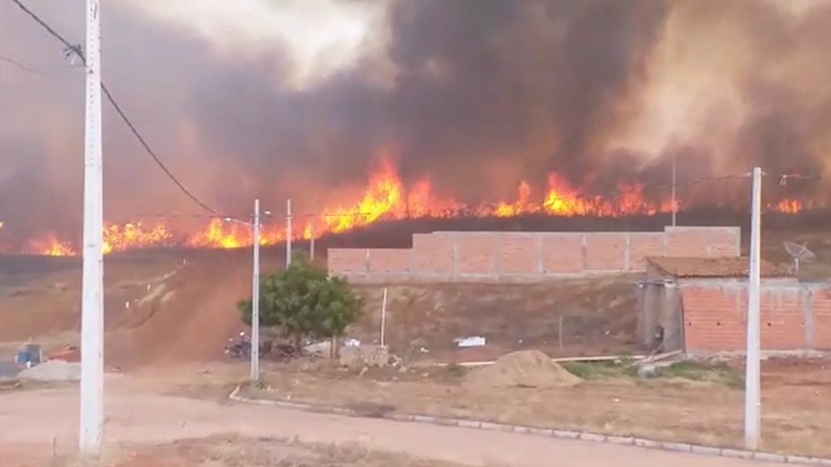 Incêndio de grandes proporções atingiu vegetação na cidade de Picos.