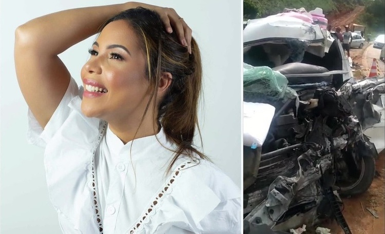 Cantora gospel Amanda Wanessa sofreu acidente na PE-60, na Zona da Mata Sul, e veículo em que estava ficou destruído.